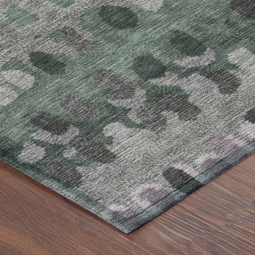 8' Plum And Gray Round Geometric Washable Indoor Outdoor Area Rug