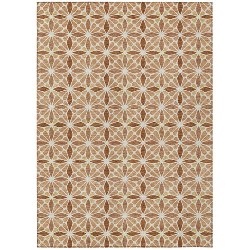5' X 8' Copper And Gold Geometric Washable Indoor Outdoor Area Rug