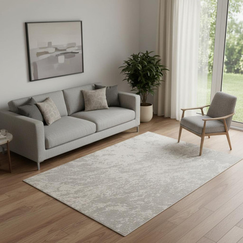 5' X 7' Gray Abstract Power Loom Area Rug