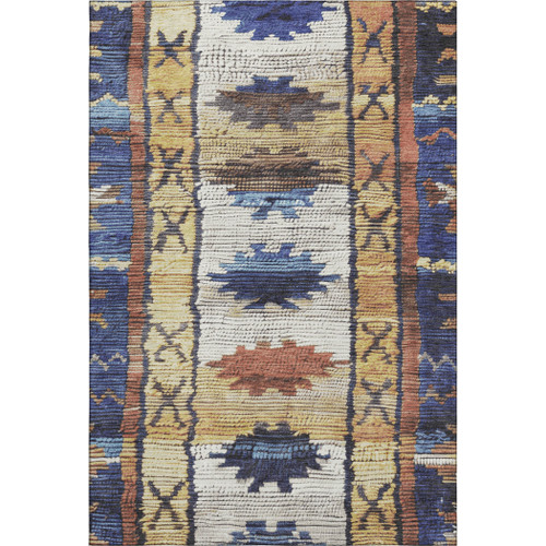 3' X 5' Gold Copper And Ivory Tribal Washable Area Rug With UV Protection