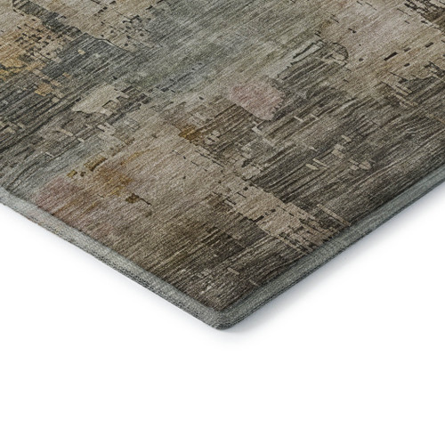 9' X 12' Sage Gold And Beige Abstract Washable Area Rug With UV Protection