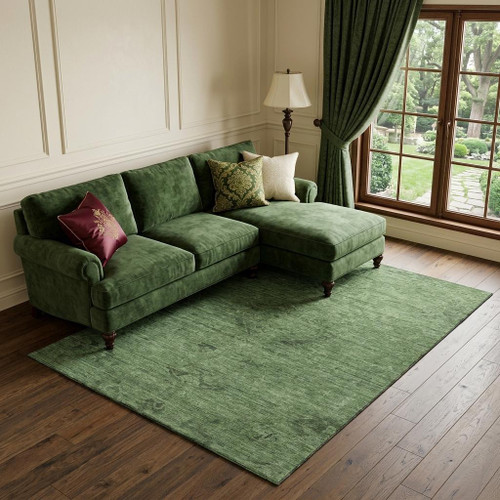 8' X 10' Fern Green And Emerald Medallion Washable Area Rug With UV Protection