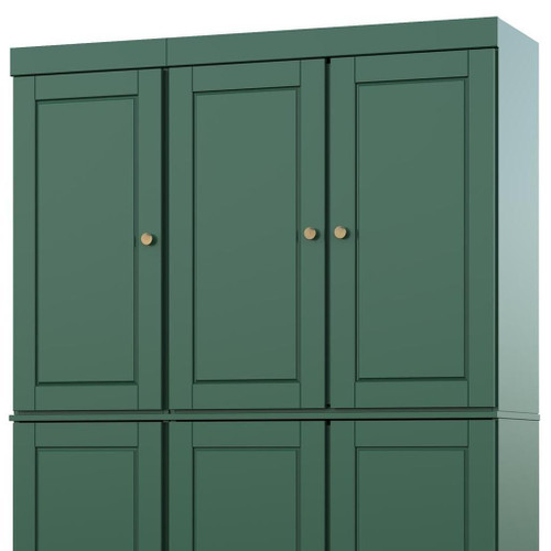 72" Green Solid Wood Six Door Two Drawer Pantry Or Storage Closet