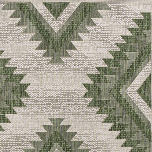 4' X 6' Green And Cream Moroccan Indoor Outdoor Area Rug