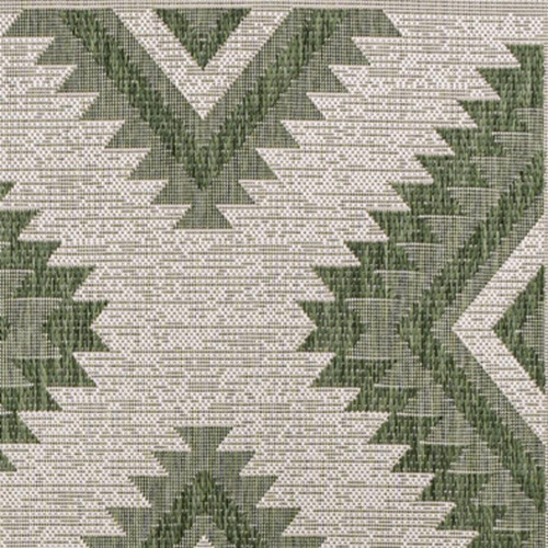4' X 6' Green And Cream Moroccan Indoor Outdoor Area Rug