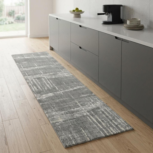 8' Gray And Light Gray New Zealand Lambs Wool Abstract Hand Carved Handmade Area Rug