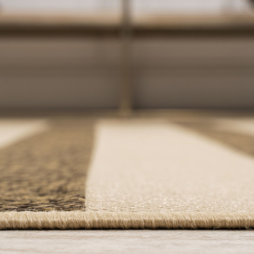 10' Beige And Brown Striped Indoor Outdoor Runner Rug