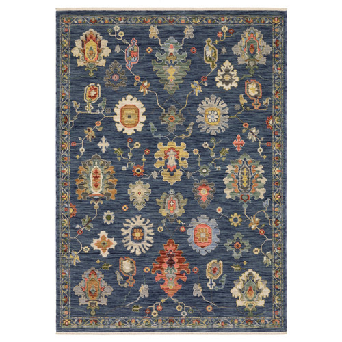 2' X 3' Blue Red And Ivory Oriental Area Rug With Fringe