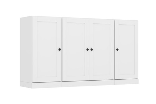 65" White Solid Wood Sideboard With Four Glass Doors