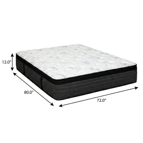 12" RV King 72 x 80 Foam Plush Euro Top Hybrid Mattress