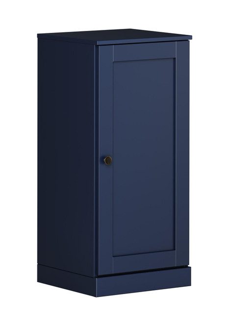 17" Navy Blue Solid Wood Free Standing Single Door Linen Cabinet
