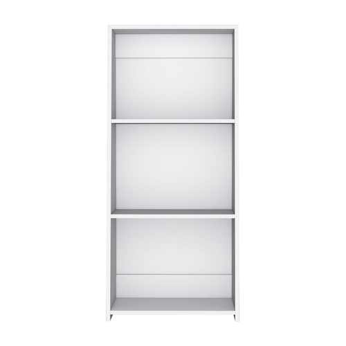 47" White Wood Three Tier Bookcase