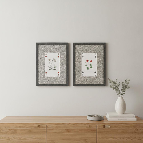 Set Of Two Nature's Hand II Set of Set Distressed Black Framed Wall Art