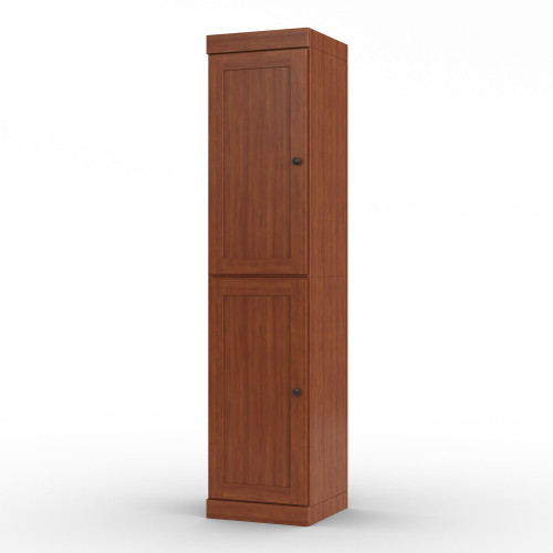 17" Coffee Solid Wood Free Standing Double Door Linen Cabinet