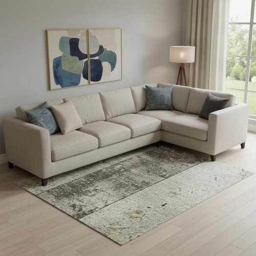 10' X 14' Beige And Gray Striped Washable Area Rug With UV Protection