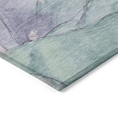 3' X 5' Pale Aqua And Lavender Abstract Washable Indoor Outdoor Area Rug