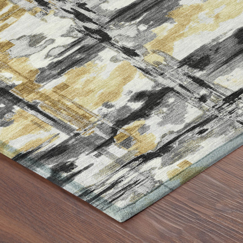 8' X 10' Gray And Granite Gray Abstract Washable Indoor Outdoor Area Rug