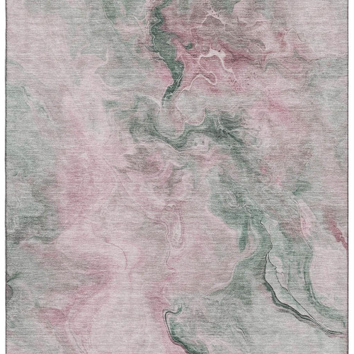 9' X 12' Blush Sage And Ivory Abstract Washable Area Rug With UV Protection