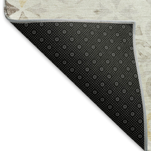 9' X 12' Ivory And Beige Floral Washable Area Rug With UV Protection