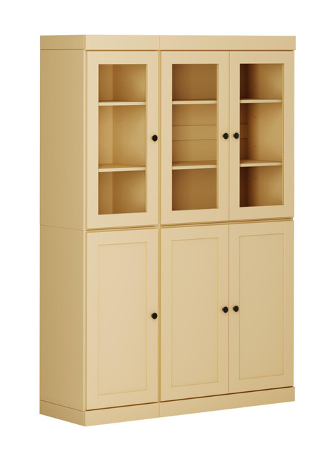 72" Yellow Solid Wood Six Door Pantry Or Storage Closet