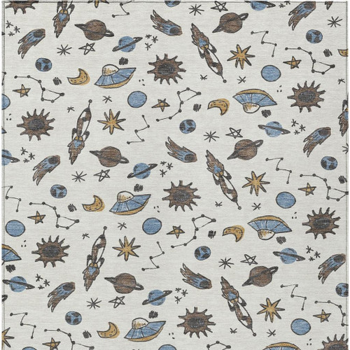 10' X 14' Ivory And Gold Animal Print Washable Indoor Outdoor Area Rug