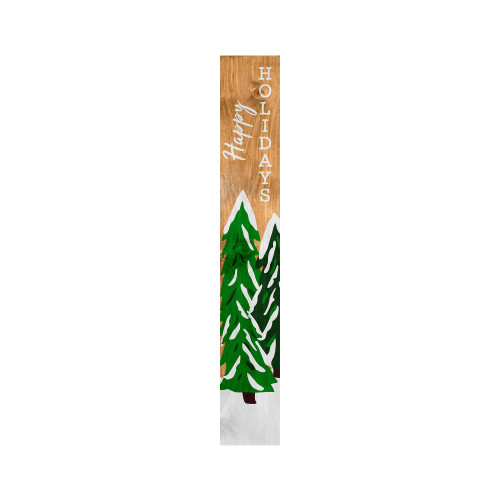 47" Green Natural And White Solid Wood Happy Holidays Christmas Christmas Trees Porch Sign