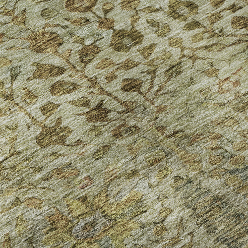 8' X 10' Wheat And Gold Floral Vines Washable Area Rug With UV Protection