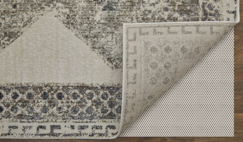 10' X 14' Gray and Ivory Abstract Power Loom Worn Faded Area Rug