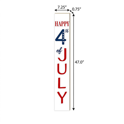47" Red White And Blue Solid Wood Happy July 4th Porch Sign