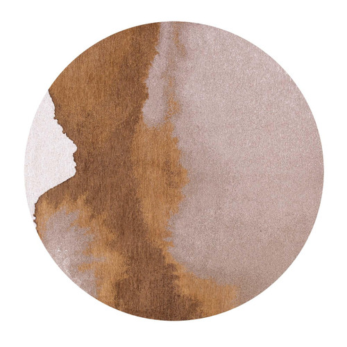 10' Brown And White Abstract Washable Round Rug With UV Protection