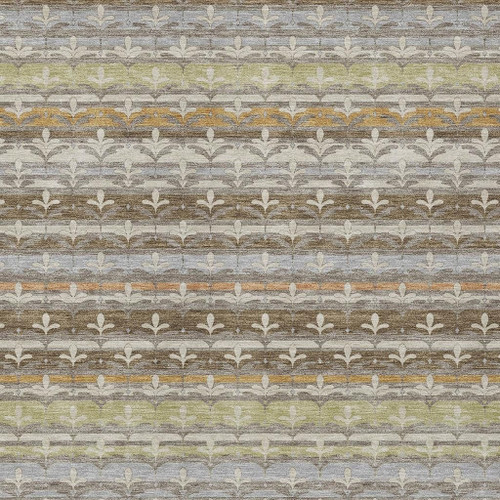 10' X 14' Chocolate And Beige Damask Washable Indoor Outdoor Area Rug