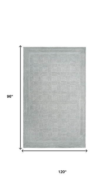 8' X 10' Gray And Dark Gray Wool Checkered Hand Tufted Area Rug