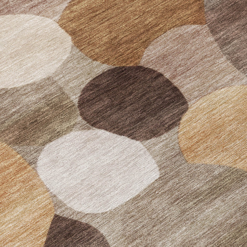 10' X 14' Brown Copper And Beige Geometric Washable Indoor Outdoor Area Rug