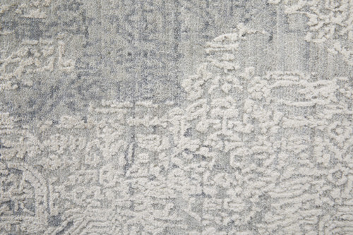 9' X 12' Silver And Gray Abstract Hand Woven Distressed Area Rug