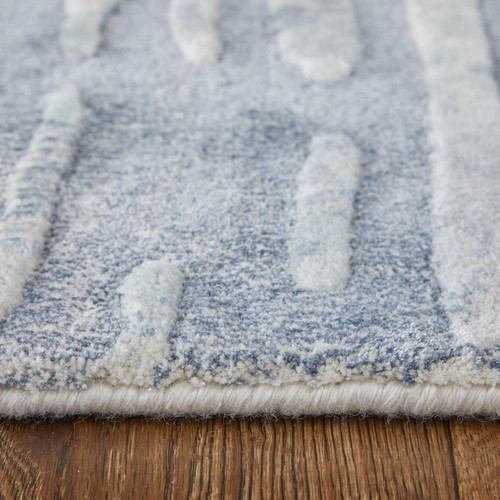 8' X 10' Blue And Ivory Abstract Hand Woven Area Rug