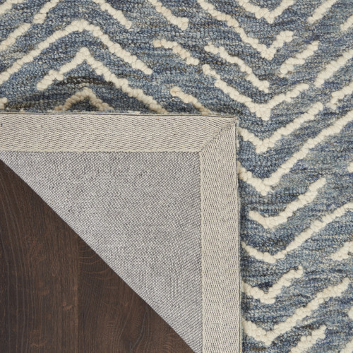 5' X 7' Blue Wool Chevron Area Rug