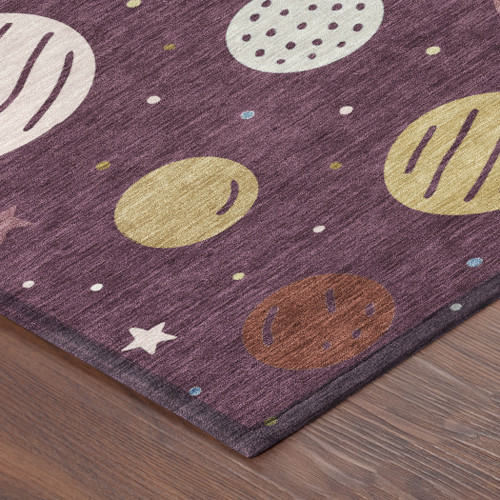 10' X 14' Eggplant And Purple Floral Washable Indoor Outdoor Area Rug