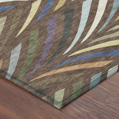 10' X 14' Brown And Plum Abstract Washable Indoor Outdoor Area Rug