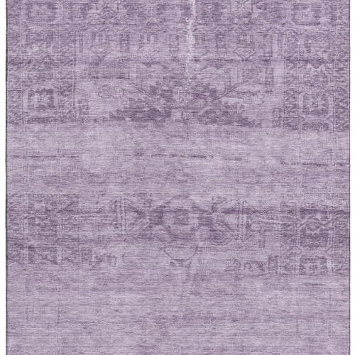 9' X 12' Plum And Lavender Oriental Washable Area Rug With UV Protection