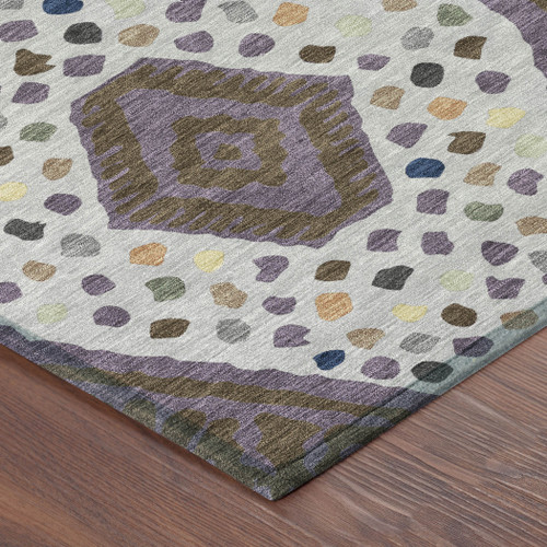 3' X 5' Plum And Eggplant Tribal Washable Indoor Outdoor Area Rug