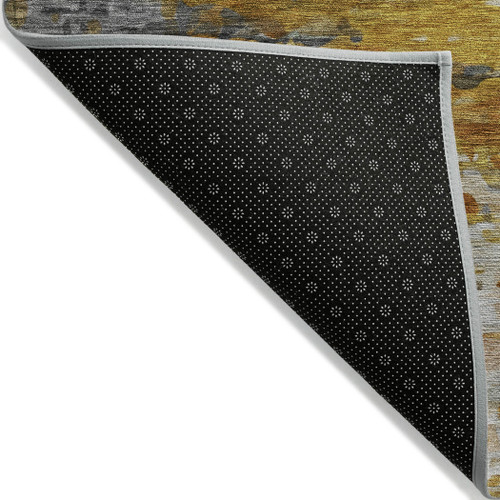 9' X 12' Copper And Gray Abstract Washable Indoor Outdoor Area Rug