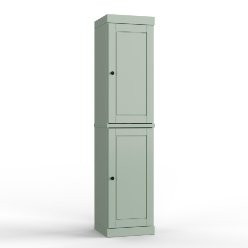 17" Sage Solid Wood Free Standing Double Door Linen Cabinet