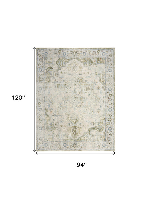 8' X 10' Sky Blue Floral Area Rug
