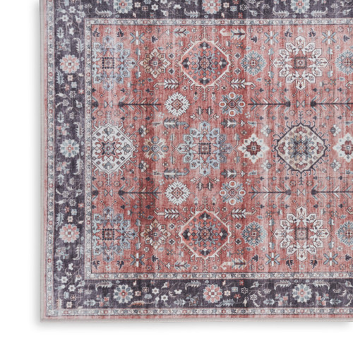 2' X 3' Red Black And Ivory Oriental Distressed Area Rug