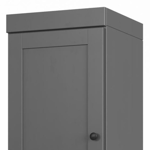 17" Gray Solid Wood Free Standing Double Door Linen Cabinet