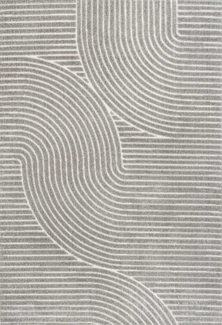 8' X 10' Gray And Ivory Striped Indoor Outdoor Area Rug