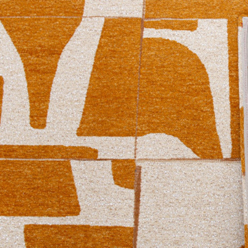 5' X 7' Yellow And White Geometric Washable Area Rug