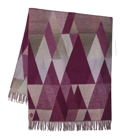 59" X 71" Raspberry And Light Purple Geometric Throw Blanket
