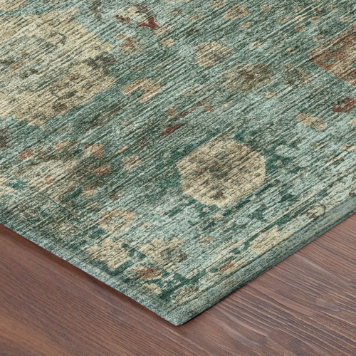 3' X 5' Blue And Teal Blue Abstract Washable Indoor Outdoor Area Rug
