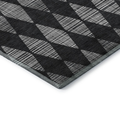 9' X 12' Charcoal And Ivory Diamond Washable Area Rug With UV Protection